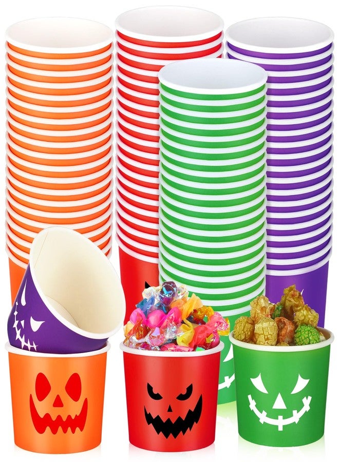 Uiifan 80 Pcs 8 Oz Halloween Disposable Cups Paper Snack Cups Halloween Party Cups Disposable Pumpkin Bowls for Adult Coffee Juice Hot Cold Drinks Candy Snack Party Supplies, 4 Styles - Image 1